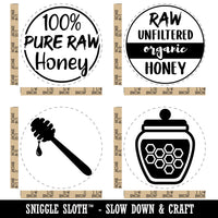 Pure Raw Organic Honey Label Dipper Jar Rubber Stamp Set for Stamping Crafting Planners