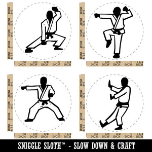 Martial Arts Stances Karate Taekwondo Kung Fu Rubber Stamp Set for Stamping Crafting Planners