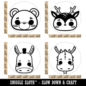Cute Kawaii Style Animals Deer Donkey Dragon Bear Rubber Stamp Set for Stamping Crafting Planners