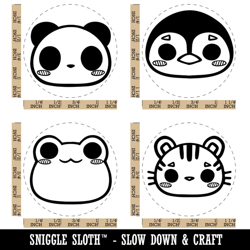 Cute Kawaii Style Animals Panda Penguin Frog Tiger Rubber Stamp Set for Stamping Crafting Planners
