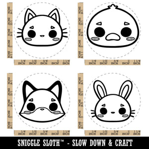 Cute Kawaii Style Animals Cat Rabbit Duck Fox Rubber Stamp Set for Stamping Crafting Planners