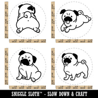 Pug Dogs Standing Sitting Laying Down Butt Rubber Stamp Set for Stamping Crafting Planners
