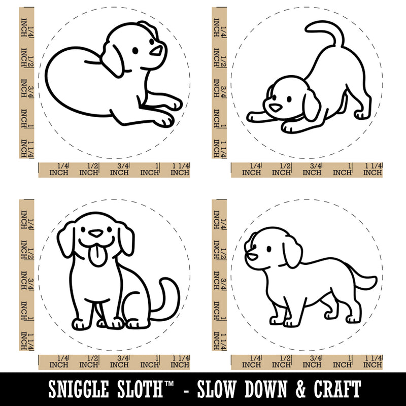 Labrador Retriever Dogs Standing Sitting Playing Rubber Stamp Set for Stamping Crafting Planners