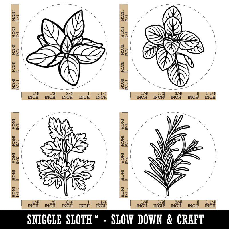 Herb Plants Rosemary Parsley Oregano Basil Rubber Stamp Set for Stamping Crafting Planners