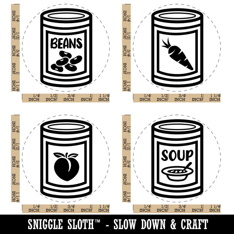 Canned Goods Food Can of Soup Fruit Vegetables Rubber Stamp Set for Stamping Crafting Planners