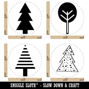 Tree Cute Pine Striped Woodland Rubber Stamp Set for Stamping Crafting Planners