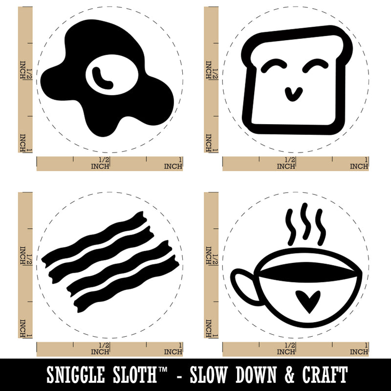 Breakfast Eggs Bacon Toast Coffee Rubber Stamp Set for Stamping Crafting Planners