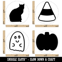 Halloween Ghost Candy Corn Pumpkin Black Cat Rubber Stamp Set for Stamping Crafting Planners