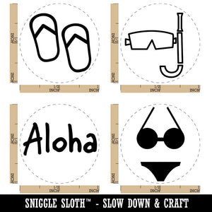 Tropical Vacation Flip Flops Aloha Snorkel Bikini Rubber Stamp Set for Stamping Crafting Planners