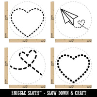 Heart Dashed Dotted Outline Love Rubber Stamp Set for Stamping Crafting Planners