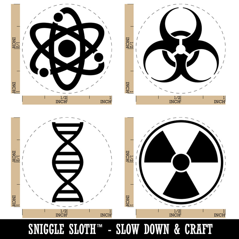 Science Symbols Atom DNA Biohazard Radiation Rubber Stamp Set for Stamping Crafting Planners