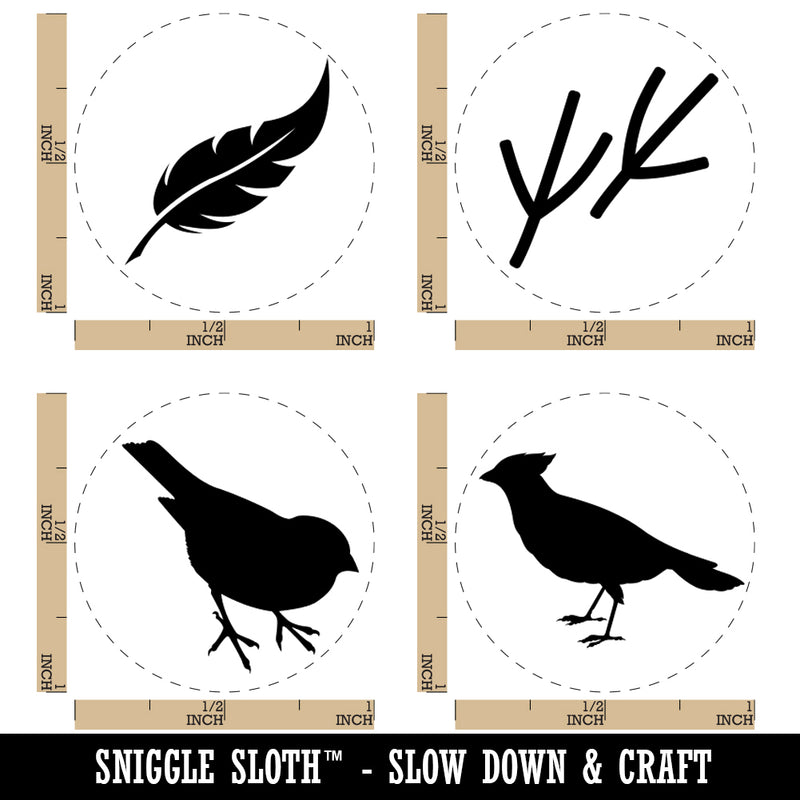 Fun Birds Tracks Feather Rubber Stamp Set for Stamping Crafting Planners