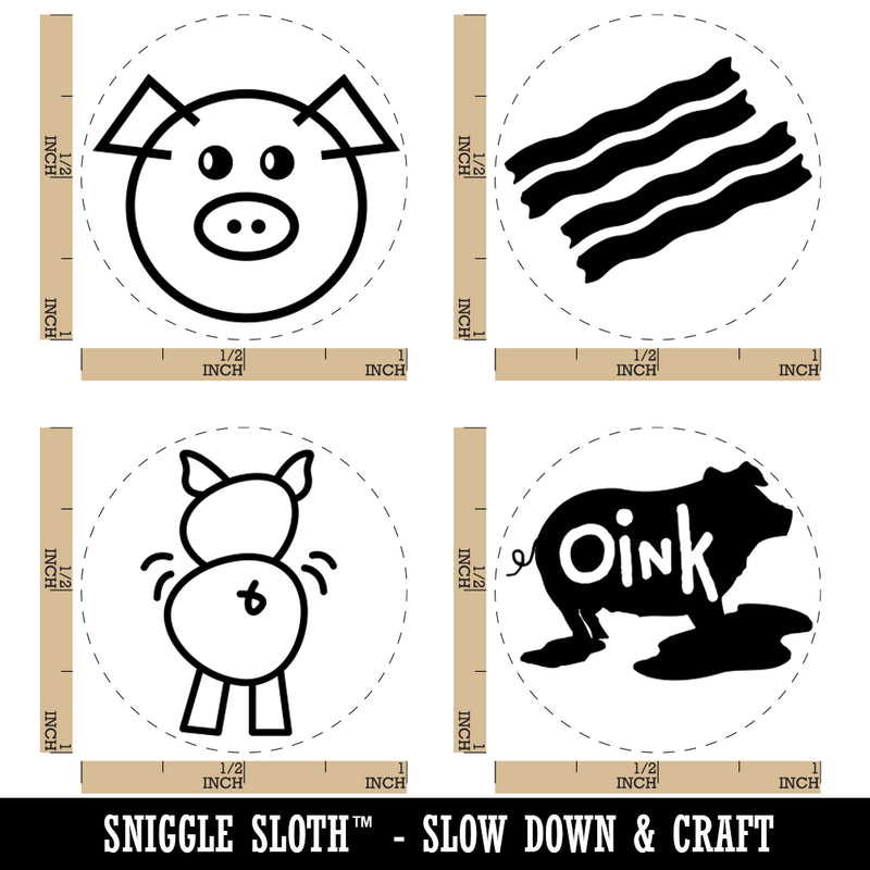 Pig Oink Butt Funny Bacon Rubber Stamp Set for Stamping Crafting Planners