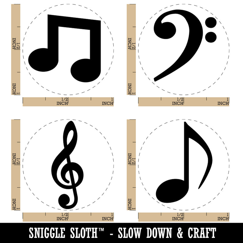 Music Musical Notes Treble Bass Clef Eighth Symbols Rubber Stamp Set for Stamping Crafting Planners