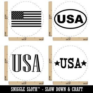 USA United States America Flag Patriotic Rubber Stamp Set for Stamping Crafting Planners