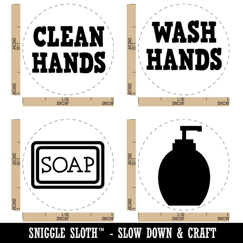 Clean Hands Wash Bar of Soap Dispenser Rubber Stamp Set for Stamping Crafting Planners