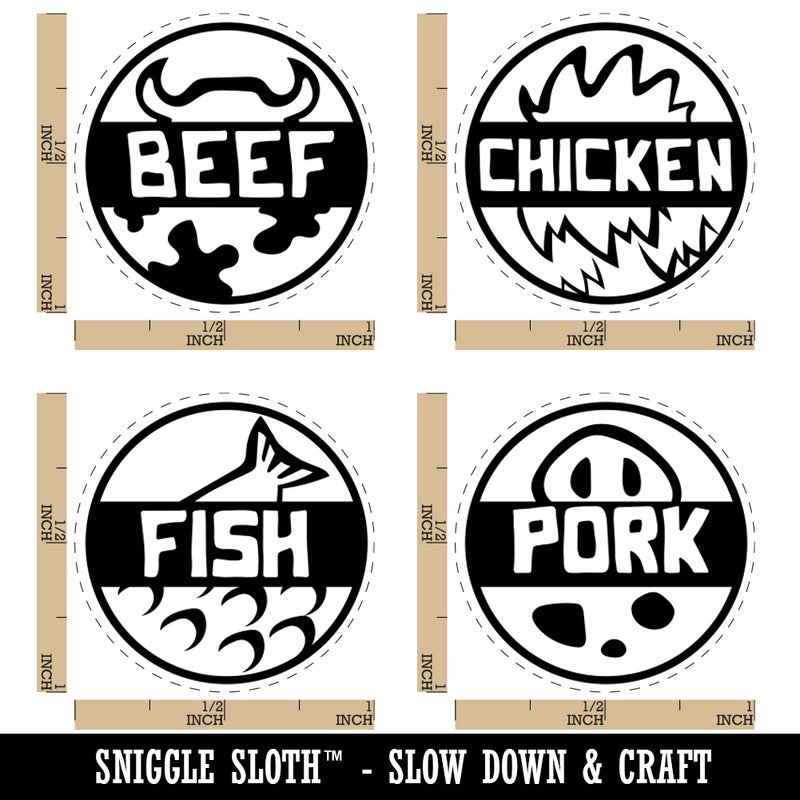 Food Label Beef Chicken Pork Fish Rubber Stamp Set for Stamping Crafting Planners