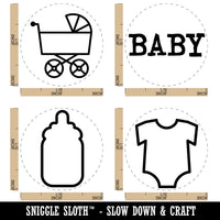 Baby Outfit Bottle Carriage Text Rubber Stamp Set for Stamping Crafting Planners