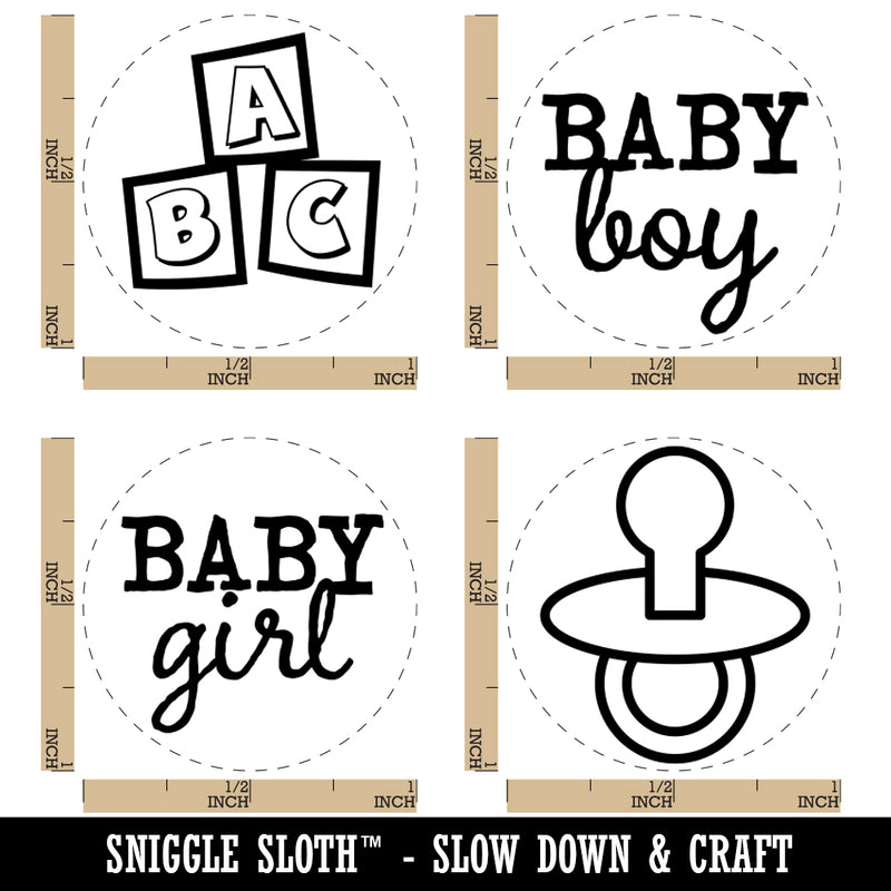 Baby ABC Blocks Girl Boy Pacifier Rubber Stamp Set for Stamping Crafting Planners