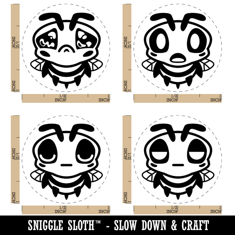 Cute Bee Sad Shocked Sleepy Unamused Rubber Stamp Set for Stamping Crafting Planners