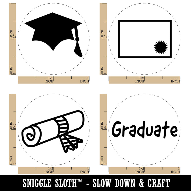 Graduation Cap Diploma Certificate Rubber Stamp Set for Stamping Crafting Planners