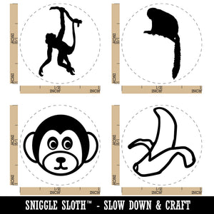 Monkey Cute Squirrel Hanging Banana Rubber Stamp Set for Stamping Crafting Planners