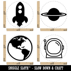 Astronaut Earth Planets Rocket Ship Space Rubber Stamp Set for Stamping Crafting Planners