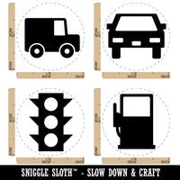 Auto Car Truck Traffic Light Signal Gas Station Pump Rubber Stamp Set for Stamping Crafting Planners