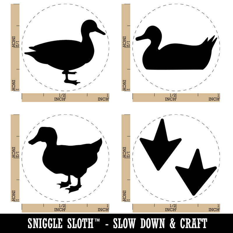 Duck Standing Swimming Tracks Footprints Rubber Stamp Set for Stamping Crafting Planners
