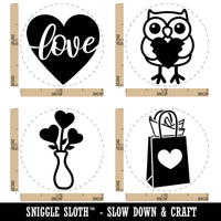 Valentine's Day Owl Gift Bag Heart Vase Love Script Rubber Stamp Set for Stamping Crafting Planners