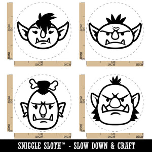 Orc and Goblin Gaming Character Faces Male Female Rubber Stamp Set for Stamping Crafting Planners