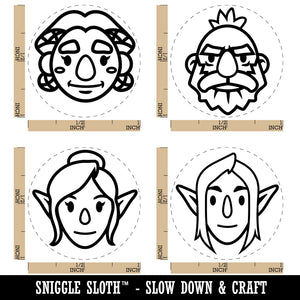 Elf and Dwarf Gaming Character Faces Male Female Rubber Stamp Set for Stamping Crafting Planners