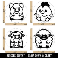 Cute Baby Farm Animals Sheep Cow Chicken Pig Rubber Stamp Set for Stamping Crafting Planners