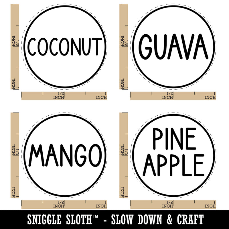 Flavor Scent Labels Guava Pineapple Coconut Mango Rubber Stamp Set for Stamping Crafting Planners