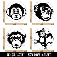 Chimpanzee Monkey Face Dancing Cute Rubber Stamp Set for Stamping Crafting Planners