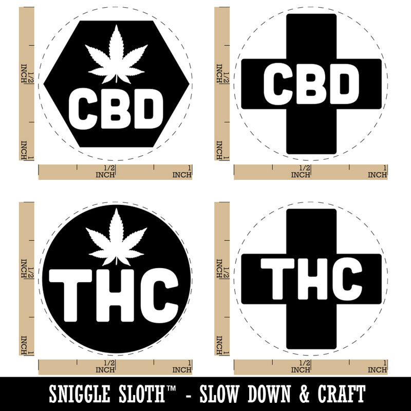 Marijuana Hemp THC CBD Product Labels Rubber Stamp Set for Stamping Crafting Planners