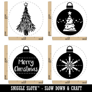 Christmas Holiday Ornaments and Tree Rubber Stamp Set for Stamping Crafting Planners