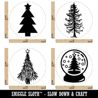 Christmas Trees Artsy Solid Snowglobe Rubber Stamp Set for Stamping Crafting Planners