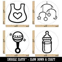 Baby Shower Rattle Bottle Bib Mobile Rubber Stamp Set for Stamping Crafting Planners