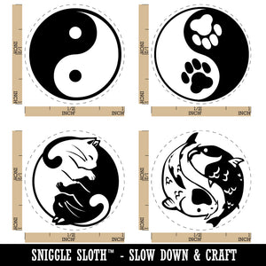 Yin Yang Symbols Koi Cats Paw Prints Rubber Stamp Set for Stamping Crafting Planners
