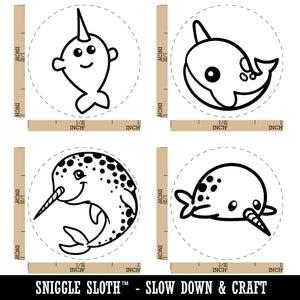 Narwhal Spotted on Belly Cute Adorable Rubber Stamp Set for Stamping Crafting Planners