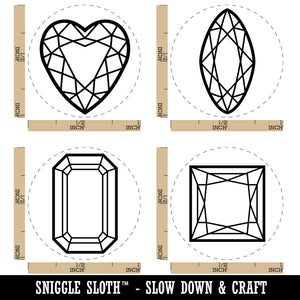 Diamond Gem Cut Styles Heart Marquise Princess Octagon Rubber Stamp Set for Stamping Crafting Planners