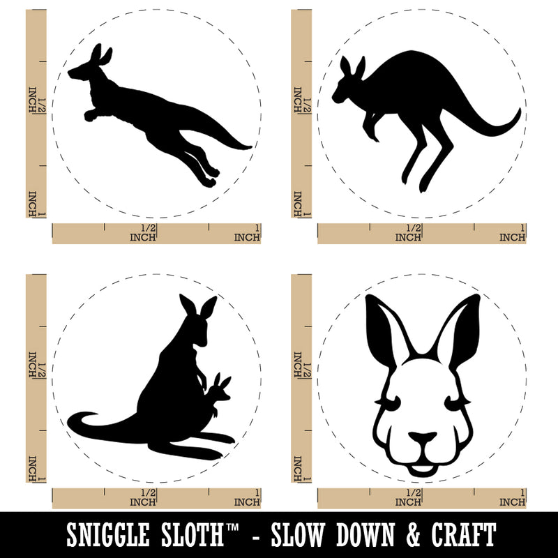 Kangaroo Head Jumping Leaping Baby Rubber Stamp Set for Stamping Crafting Planners