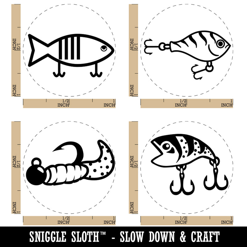 Fish Fishing Lures Bait Hook Rubber Stamp Set for Stamping Crafting Planners