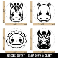 Cute Kawaii Style African Animals Lion Zebra Hippo Giraffe Rubber Stamp Set for Stamping Crafting Planners