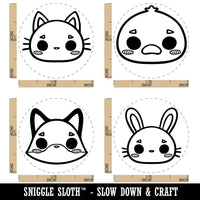 Cute Kawaii Style Animals Cat Rabbit Duck Fox Rubber Stamp Set for Stamping Crafting Planners