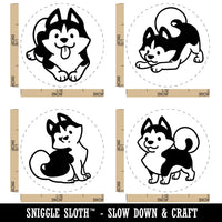 Siberian Husky Dogs Standing Sitting Playing Rubber Stamp Set for Stamping Crafting Planners