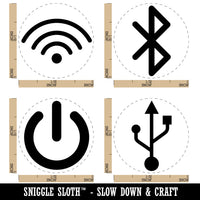 Electronics Computer Symbols USB Bluetooth Wifi Power Rubber Stamp Set for Stamping Crafting Planners