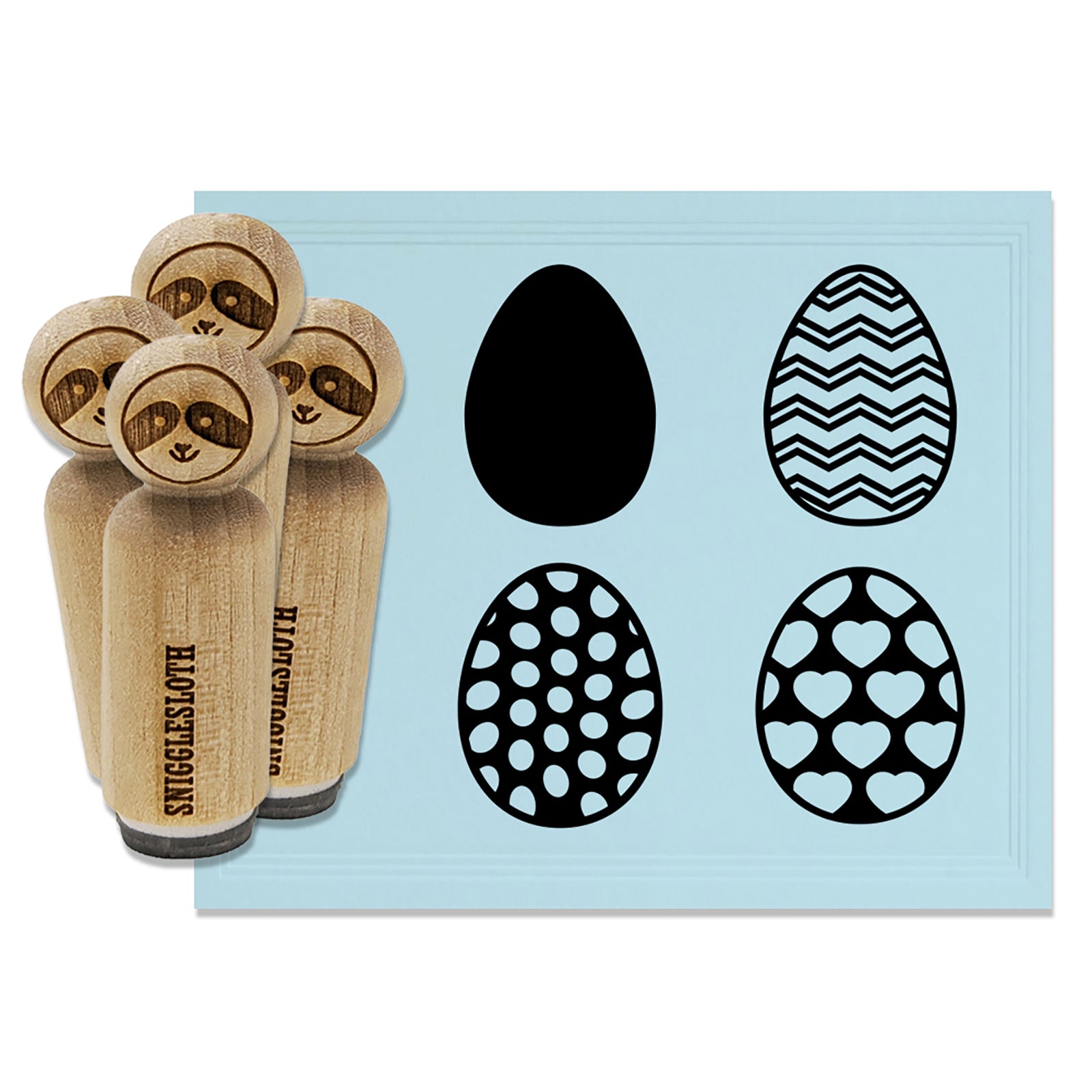 Easter Egg Hearts Polka Dots Pattern Rubber Stamp Set for Stamping Crafting Planners