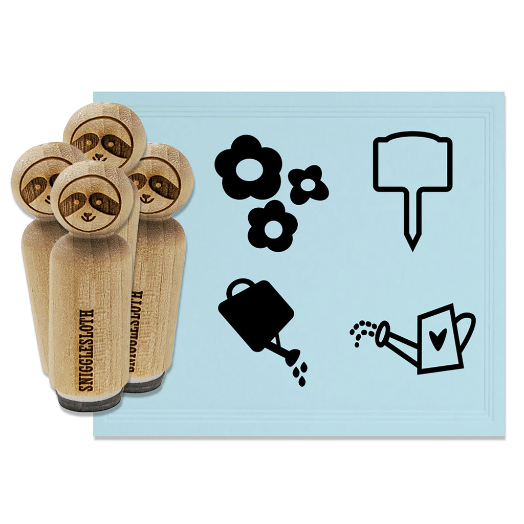Gardening Watering Can Plant Flowers Marker Rubber Stamp Set for Stamping Crafting Planners